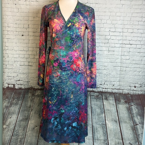 Wrap Dress Le Galeriste NWT original artwork design Whimsy Maximalist Workwear - Picture 1 of 16